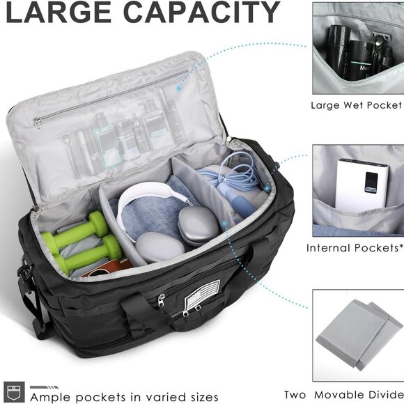 Travel Bag for Men Women, Gym Bag & Tactical Duffle Bags for Travel, Carry on wi - Picture 2 of 7